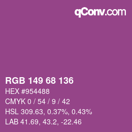 Color code: RGB 149 68 136 | qconv.com