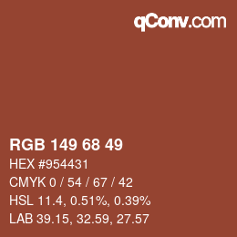 Color code: RGB 149 68 49 | qconv.com