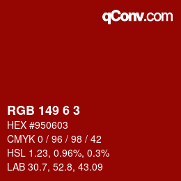 Color code: RGB 149 6 3 | qconv.com