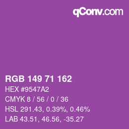 カラーコード: RGB 149 71 162 | qconv.com
