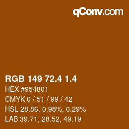 カラーコード: RGB 149 72.4 1.4 | qconv.com