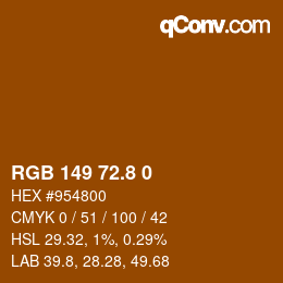 カラーコード: RGB 149 72.8 0 | qconv.com