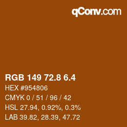 カラーコード: RGB 149 72.8 6.4 | qconv.com