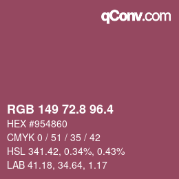カラーコード: RGB 149 72.8 96.4 | qconv.com
