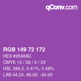 Color code: RGB 149 72 172 | qconv.com