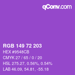 颜色代码: RGB 149 72 203 | qconv.com