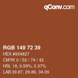 Color code: RGB 149 72 39 | qconv.com
