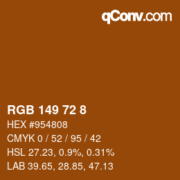 Farbcode: RGB 149 72 8 | qconv.com