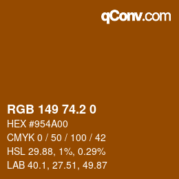 カラーコード: RGB 149 74.2 0 | qconv.com