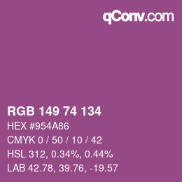 Color code: RGB 149 74 134 | qconv.com