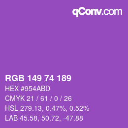 Color code: RGB 149 74 189 | qconv.com