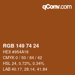 カラーコード: RGB 149 74 24 | qconv.com