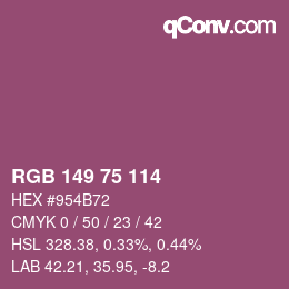 Color code: RGB 149 75 114 | qconv.com