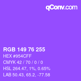 Color code: RGB 149 76 255 | qconv.com
