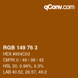 Color code: RGB 149 76 3 | qconv.com