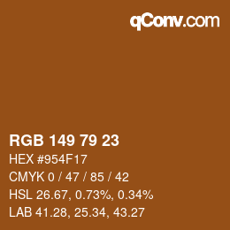 カラーコード: RGB 149 79 23 | qconv.com