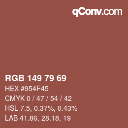 Código de color: RGB 149 79 69 | qconv.com
