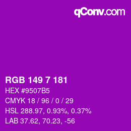 Color code: RGB 149 7 181 | qconv.com