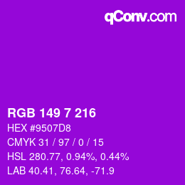 カラーコード: RGB 149 7 216 | qconv.com