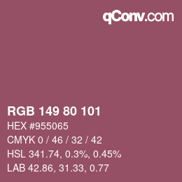 颜色代码: RGB 149 80 101 | qconv.com