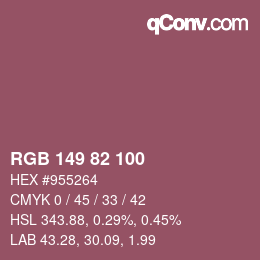 颜色代码: RGB 149 82 100 | qconv.com