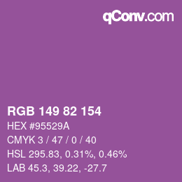 Color code: RGB 149 82 154 | qconv.com