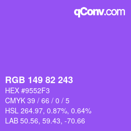 Color code: RGB 149 82 243 | qconv.com