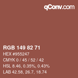 Farbcode: RGB 149 82 71 | qconv.com