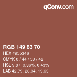 Farbcode: RGB 149 83 70 | qconv.com