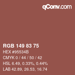 Color code: RGB 149 83 75 | qconv.com