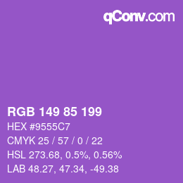 Color code: RGB 149 85 199 | qconv.com