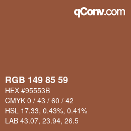 Color code: RGB 149 85 59 | qconv.com