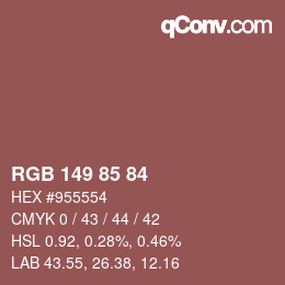 カラーコード: RGB 149 85 84 | qconv.com