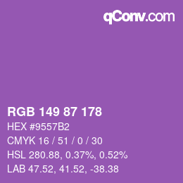 颜色代码: RGB 149 87 178 | qconv.com