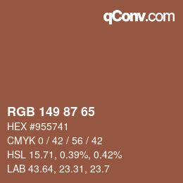 Color code: RGB 149 87 65 | qconv.com