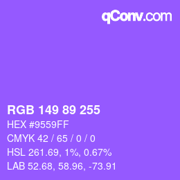Color code: RGB 149 89 255 | qconv.com
