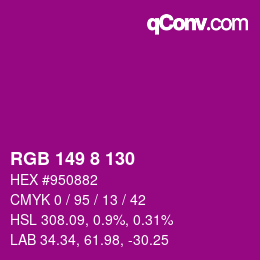 Color code: RGB 149 8 130 | qconv.com