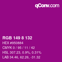 Color code: RGB 149 8 132 | qconv.com