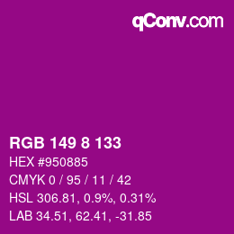 Color code: RGB 149 8 133 | qconv.com
