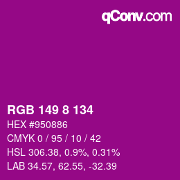 Color code: RGB 149 8 134 | qconv.com