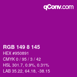 カラーコード: RGB 149 8 145 | qconv.com
