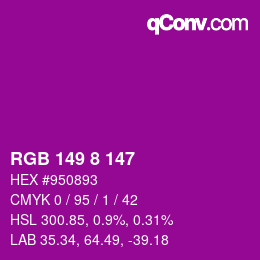 Color code: RGB 149 8 147 | qconv.com