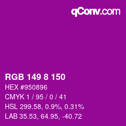 颜色代码: RGB 149 8 150 | qconv.com