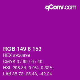 Color code: RGB 149 8 153 | qconv.com