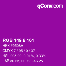 颜色代码: RGB 149 8 161 | qconv.com