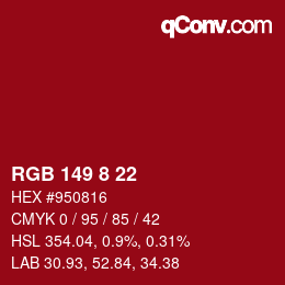 Color code: RGB 149 8 22 | qconv.com