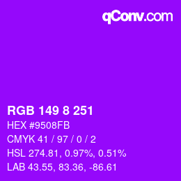 Color code: RGB 149 8 251 | qconv.com