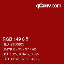 Farbcode: RGB 149 8 5 | qconv.com
