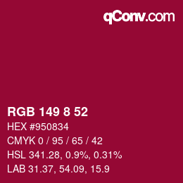 Color code: RGB 149 8 52 | qconv.com