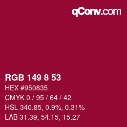 カラーコード: RGB 149 8 53 | qconv.com